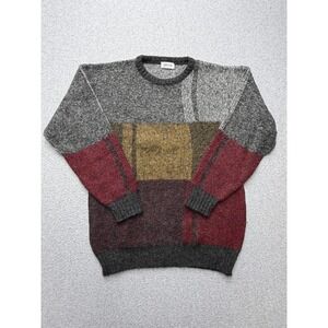 Vintage Schiesser Sweater Mens Large Multicolor Mohair Geometric Knit Pullover